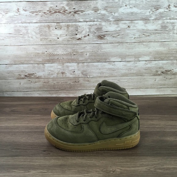 Nike Air Force 1 Mid Green Gum Suede Size 10C - Picture 3 of 7